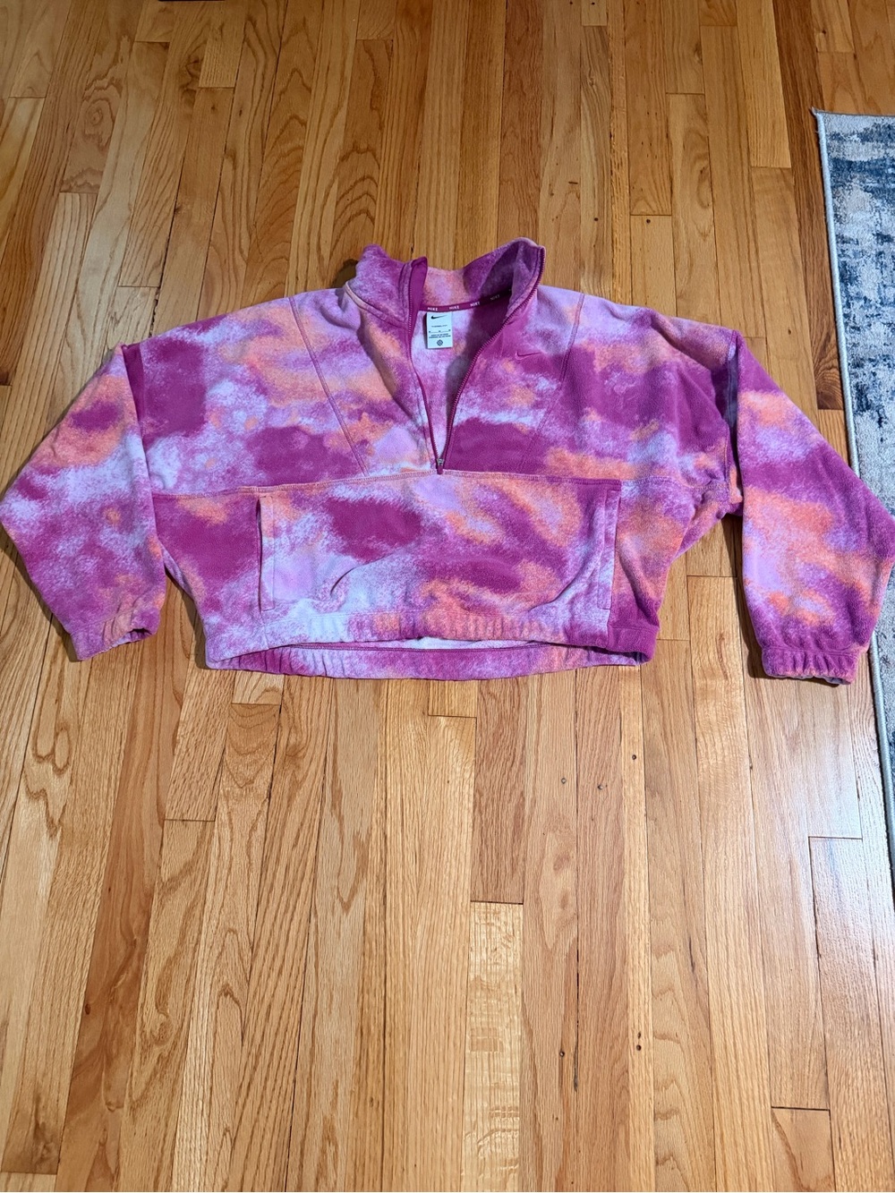 Nike Pink & Purple Tie-Dye Quarter-Zip Pullover